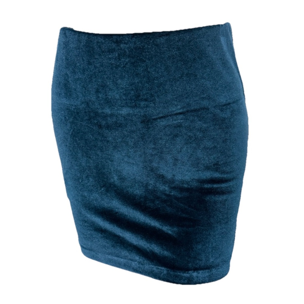 BCBGGeneration Velvet Mini Skirt Blue Teal Small Bodycon Party Night Out NWT